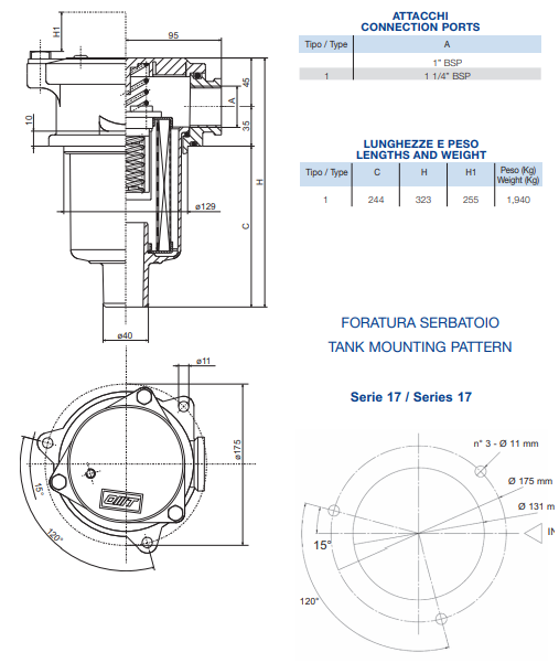 Фильтр сливной OMTF171R250NB1