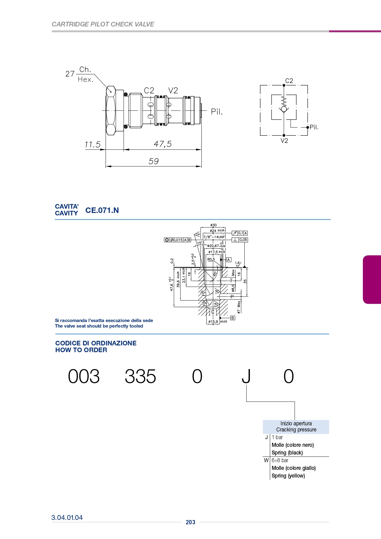 Катридж обратно-управляемого клапана VNR-C-SO-SE-50-SP-003.265.OJO Катридж обратно-управляемого клапана VNR-C-SO-SE-50-SP-003.265.OJO