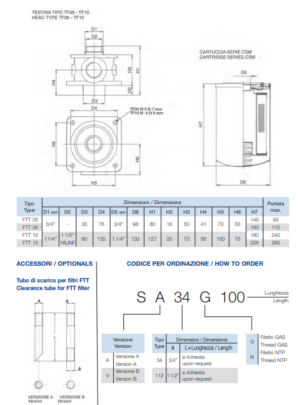 Линейный сливной фильтр FTT 10B25NS