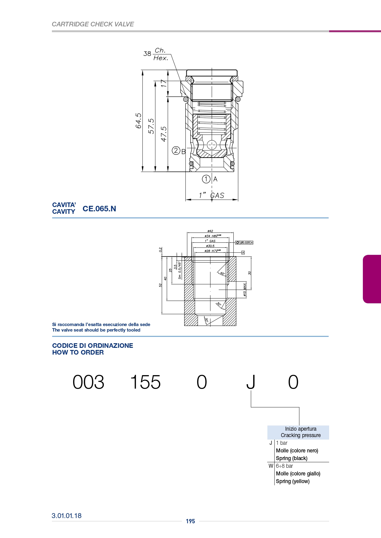 Обратный клапан картриджного типа VNR-C-40-011-N-34UNF-003.014.OJO Обратный клапан картриджного типа VNR-C-40-011-N-34UNF-003.014.OJO